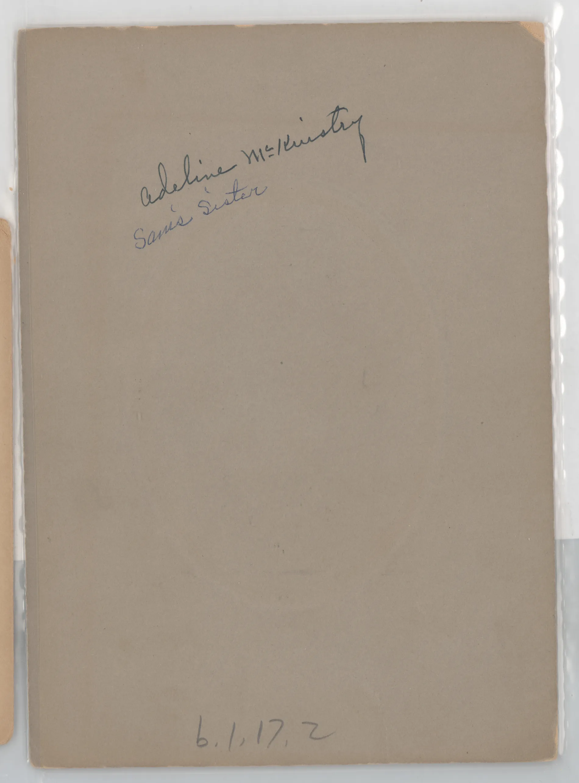 Verso: Adeline McKinstry