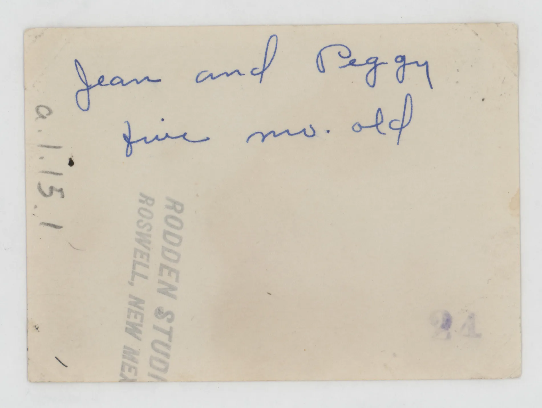 Verso: [Jean and Peggy McKinstry]
