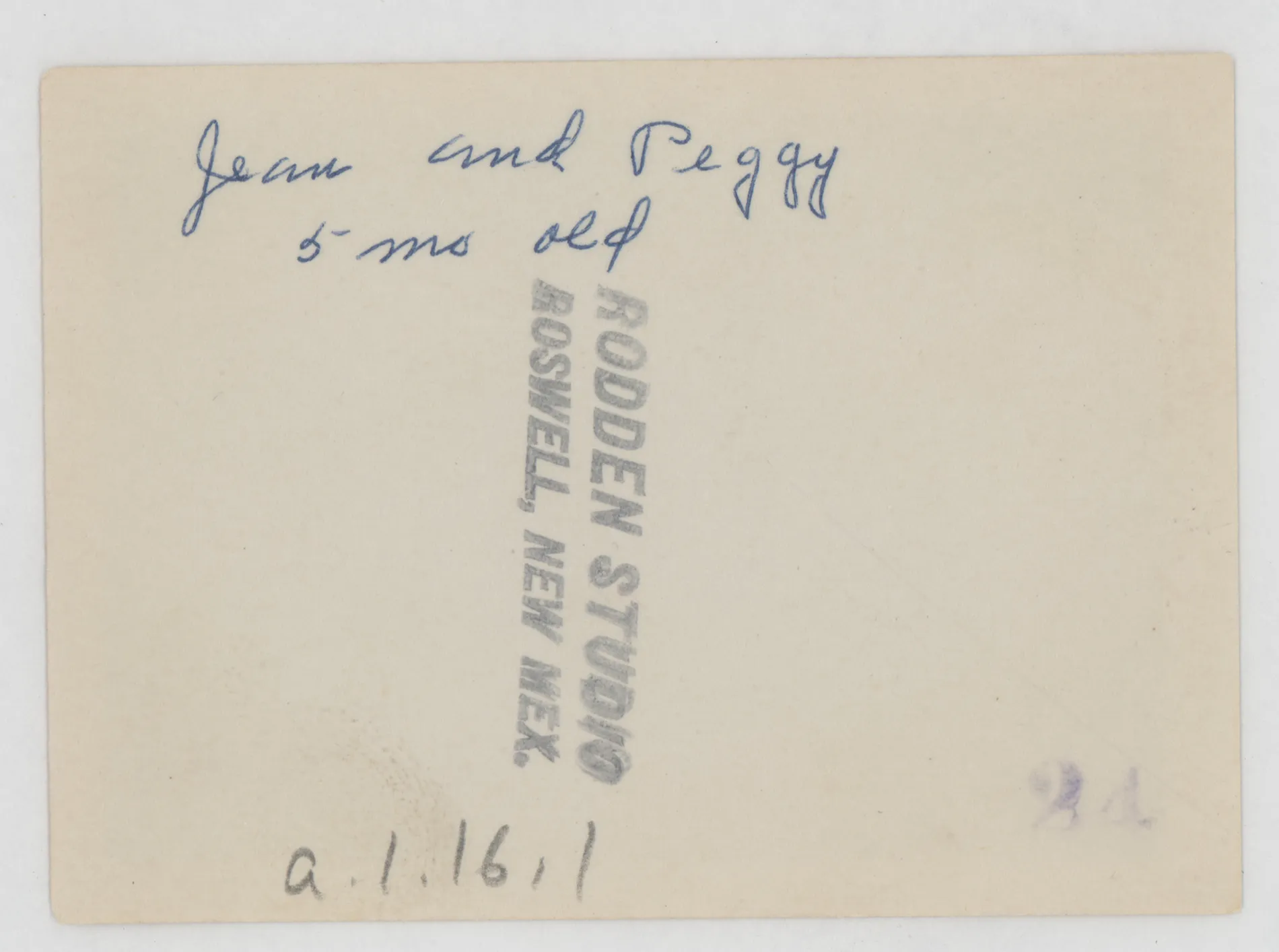 Verso: [Jean and Peggy McKinstry]