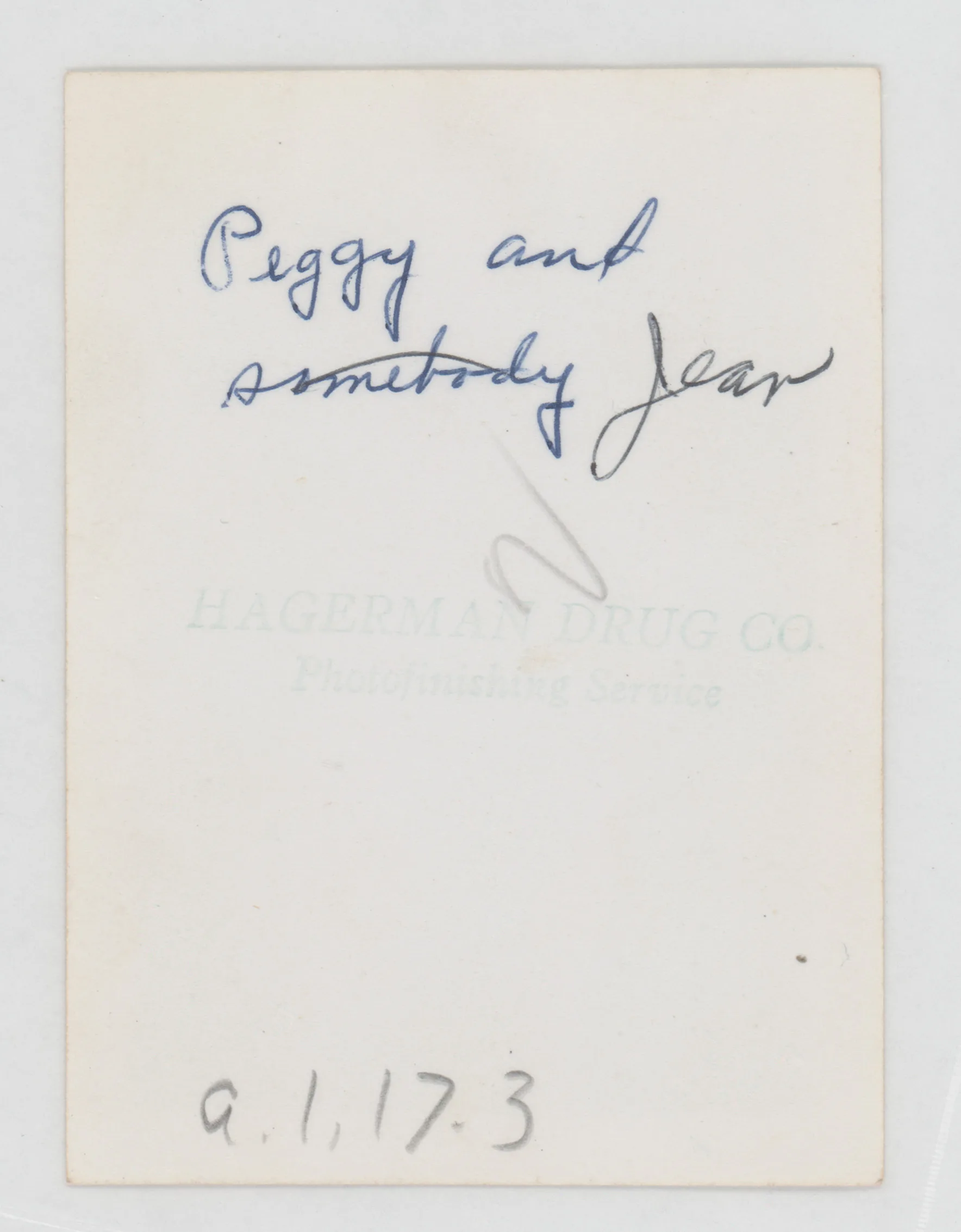 Verso: [Jean and Peggy McKinstry]