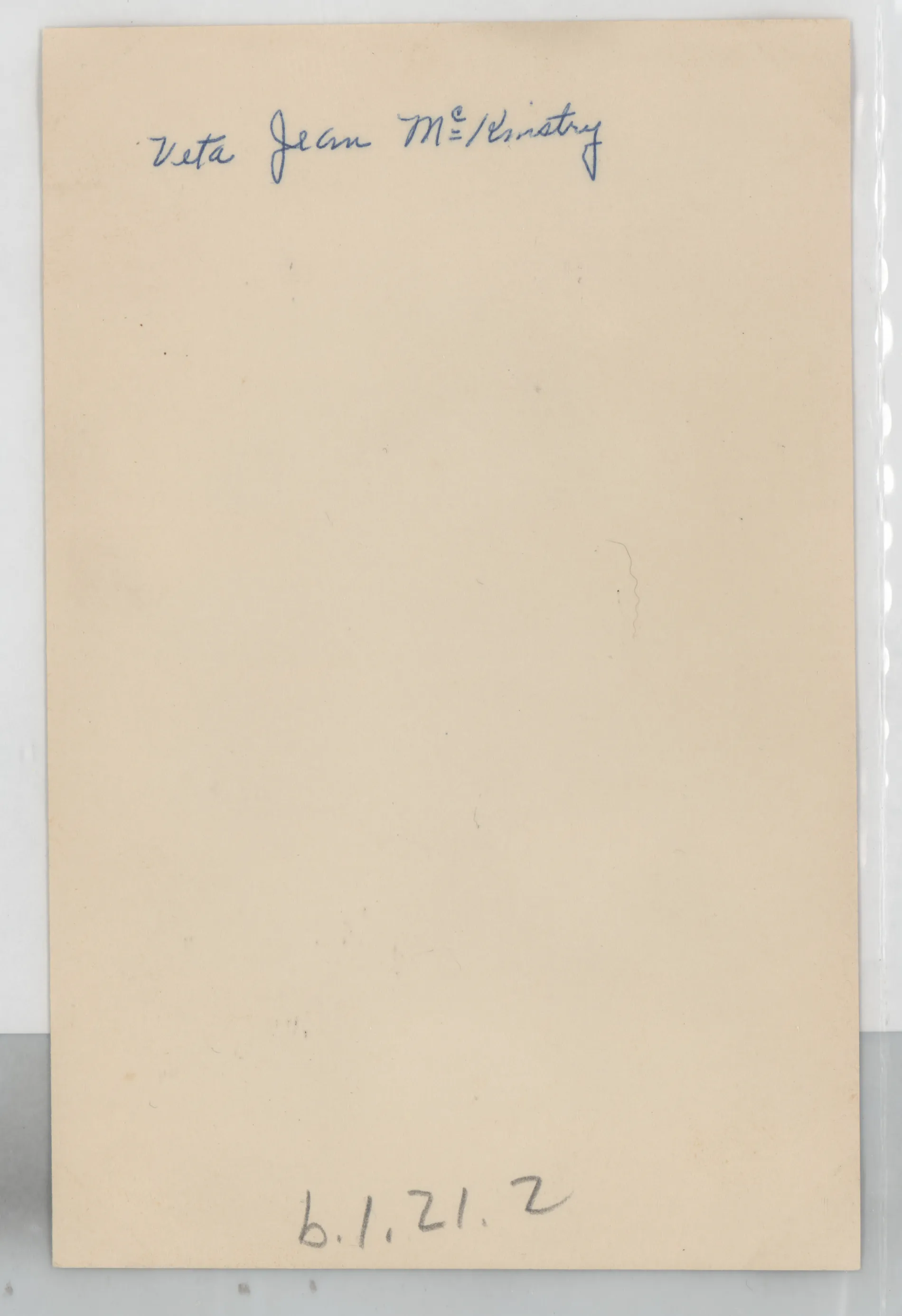 Verso: [Portrait of Jean McKinstry, circa 1927-1928]
