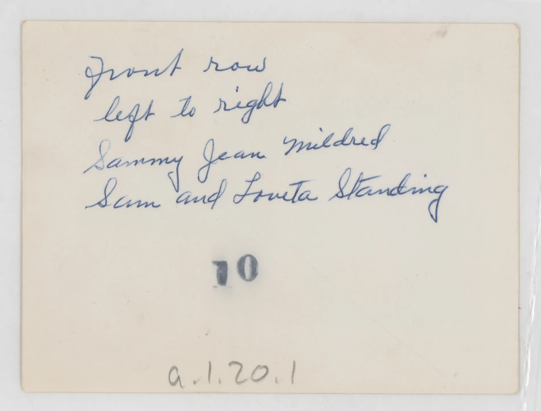 Verso: [Sam and Loveta McKinstry family]