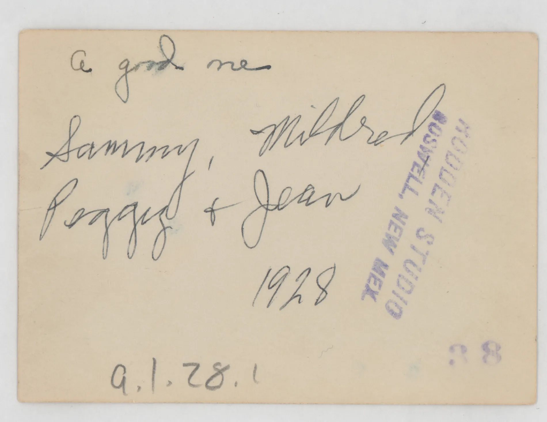 Verso: [Sammy, Mildred, Peggy, and Jean McKinstry]