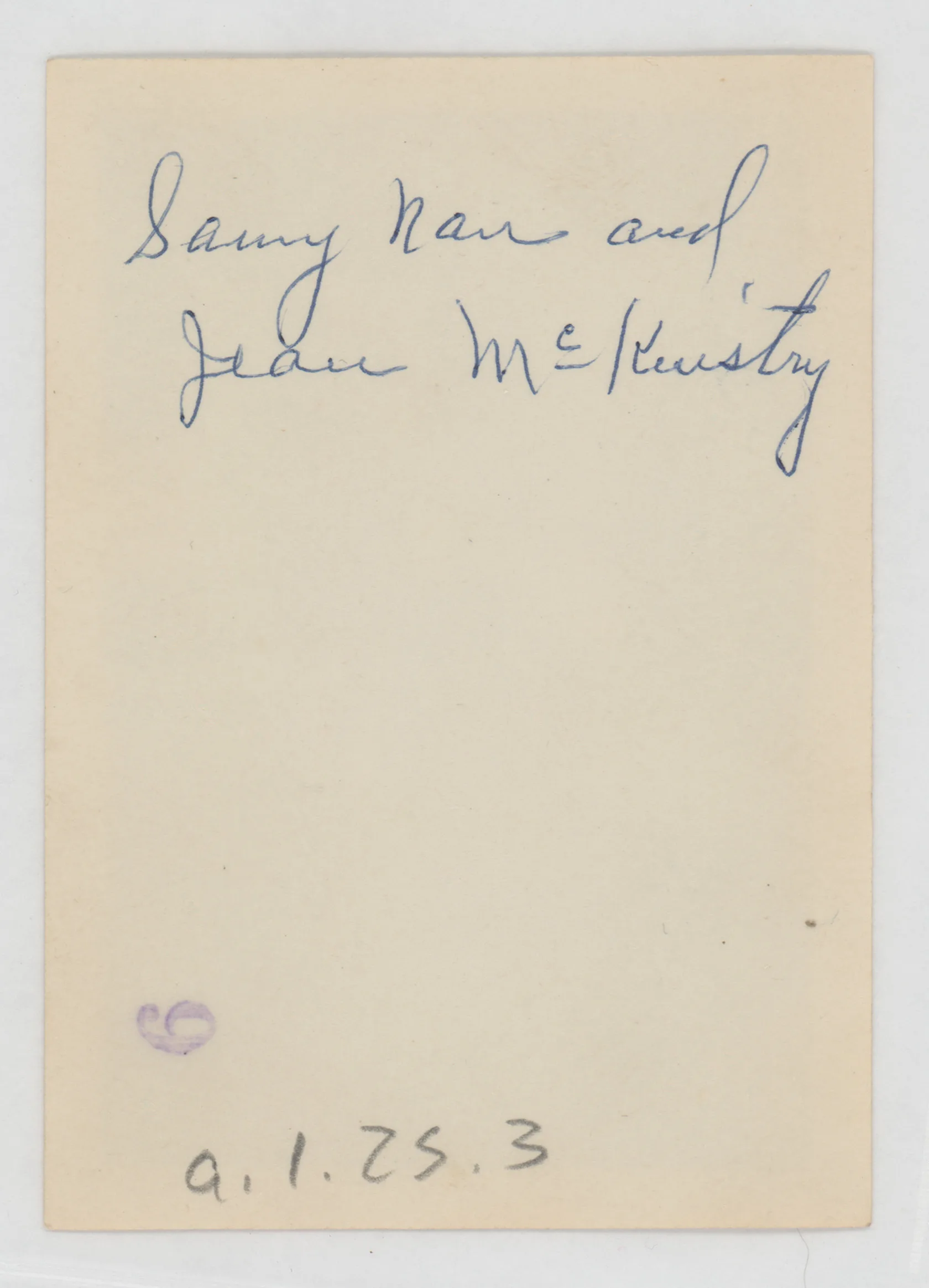 Verso: [Jean McKinstry in a stroller and Sammy McKinstry]