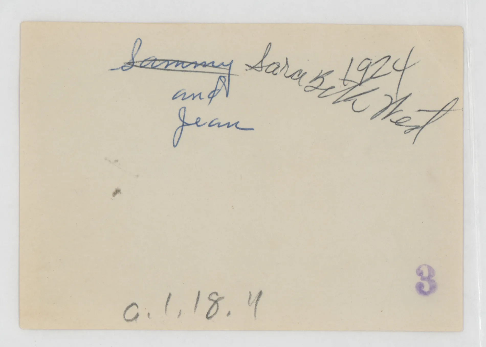Verso: [Sammy McKinstry and Sara Beth West]
