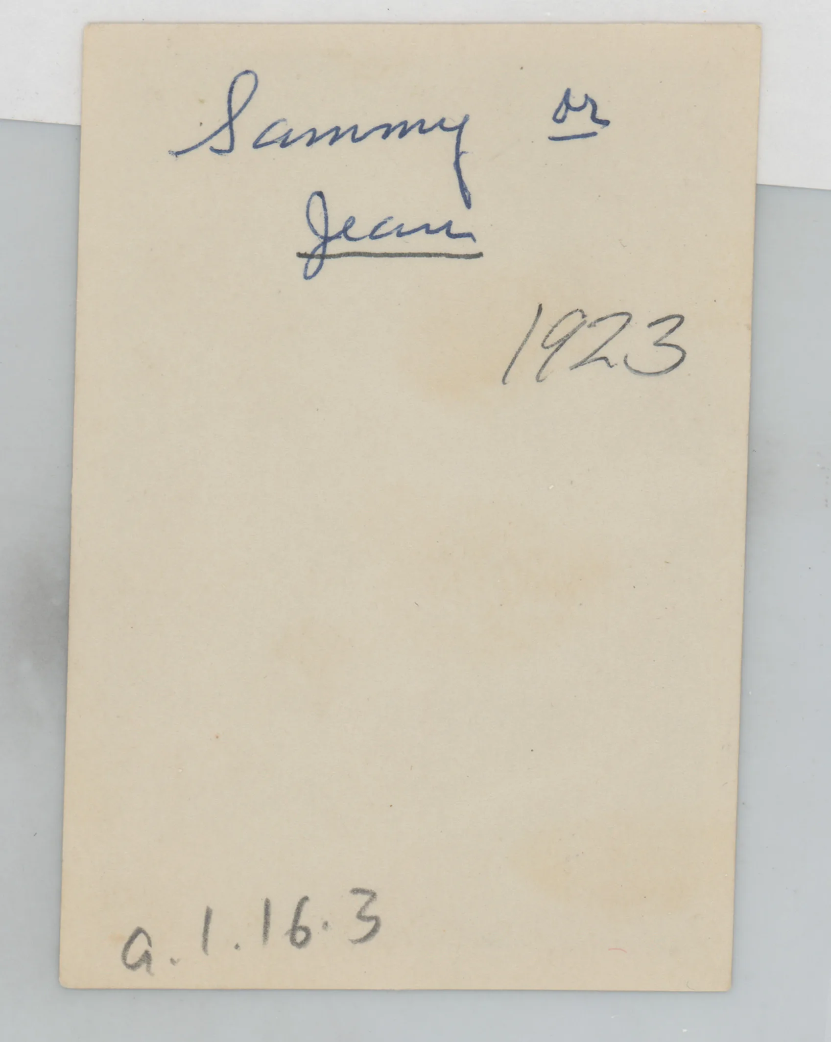 Verso: [Sammy McKinstry in a small tub]