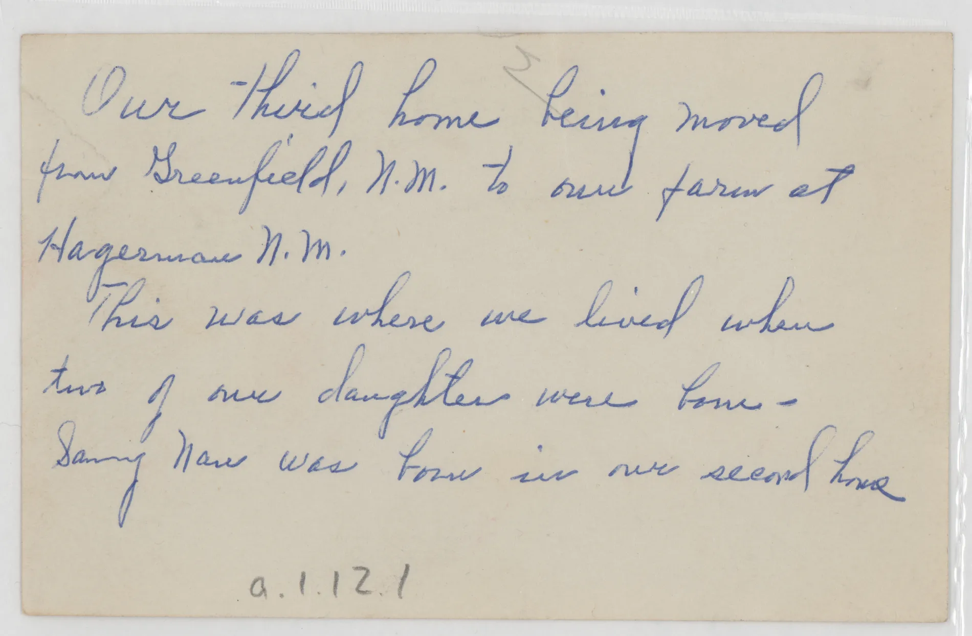 Verso: [Third home of Sam and Loveta McKinstry]