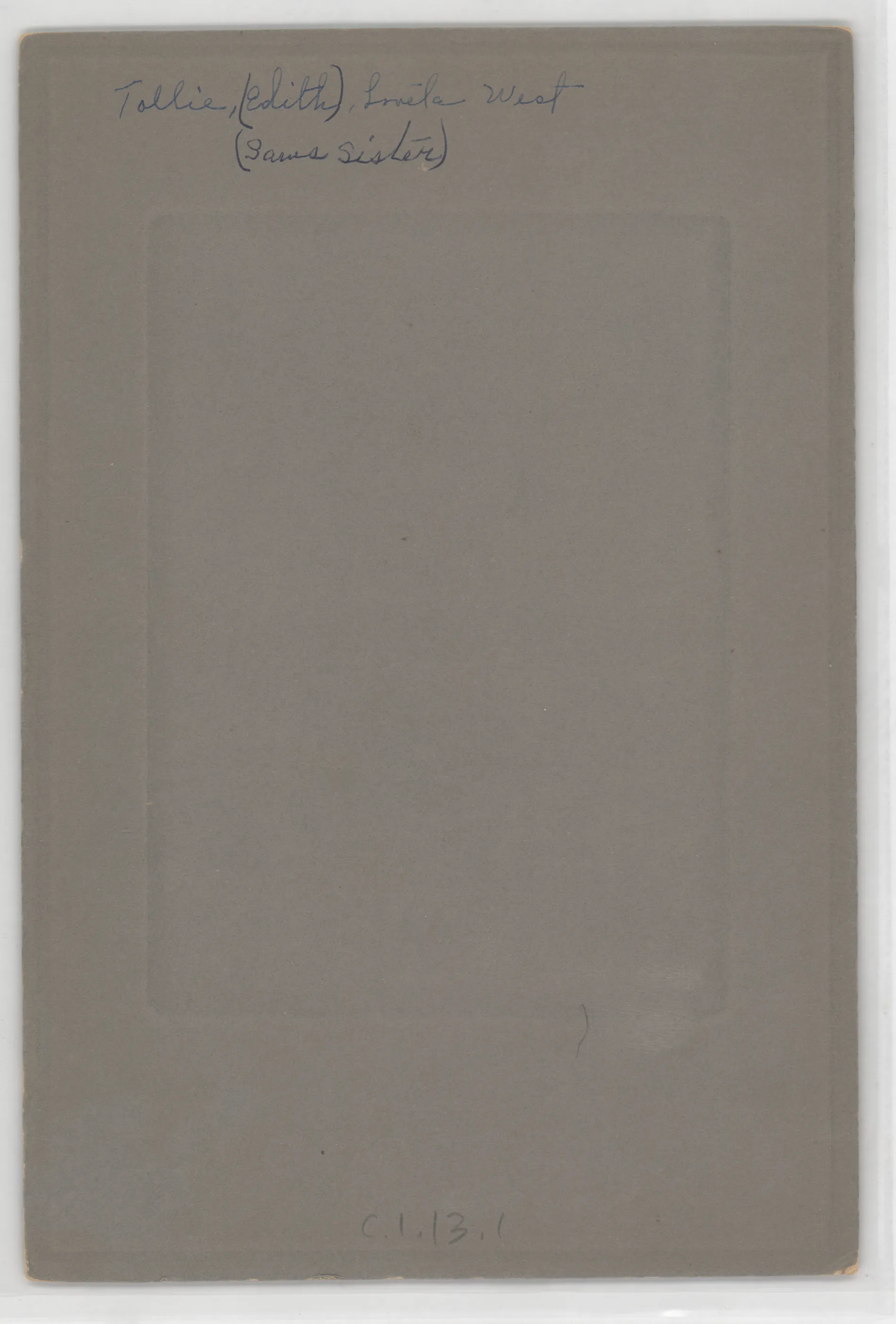 Verso: [John "Tollie", Edith, and Loveta West]