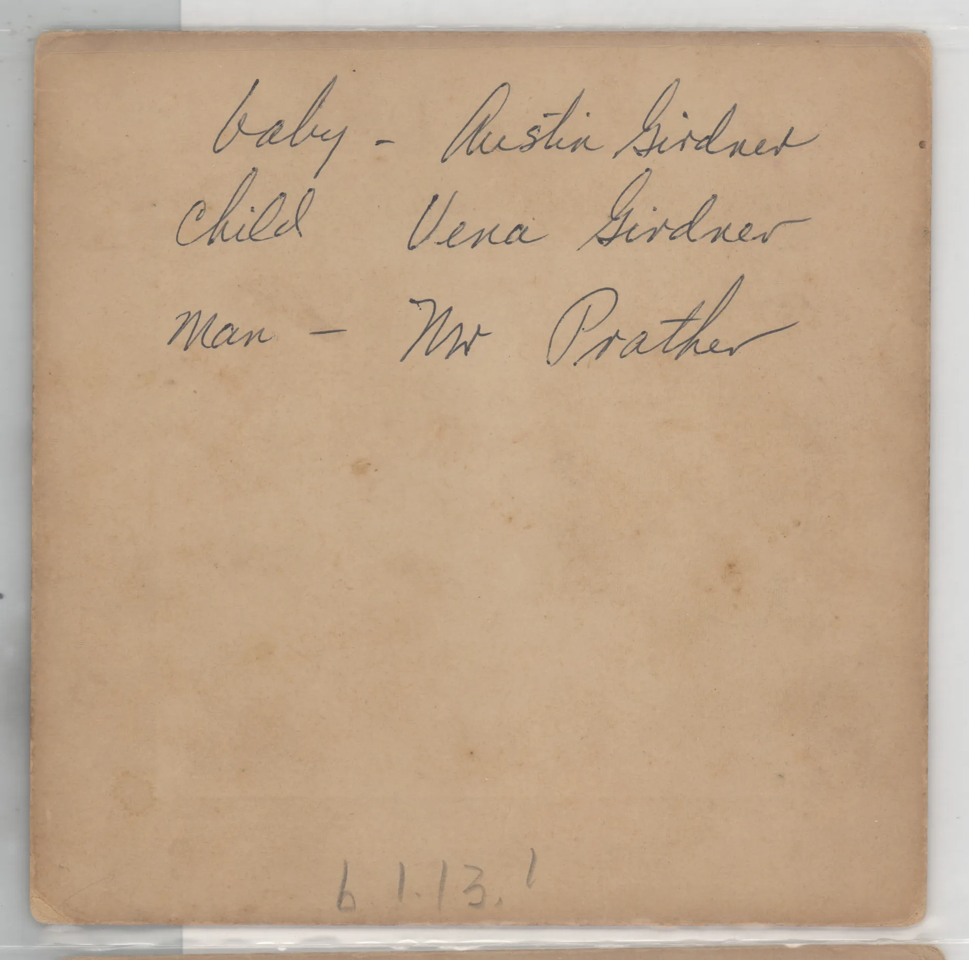 Verso: [Vena Girdner and Austin Girdner]