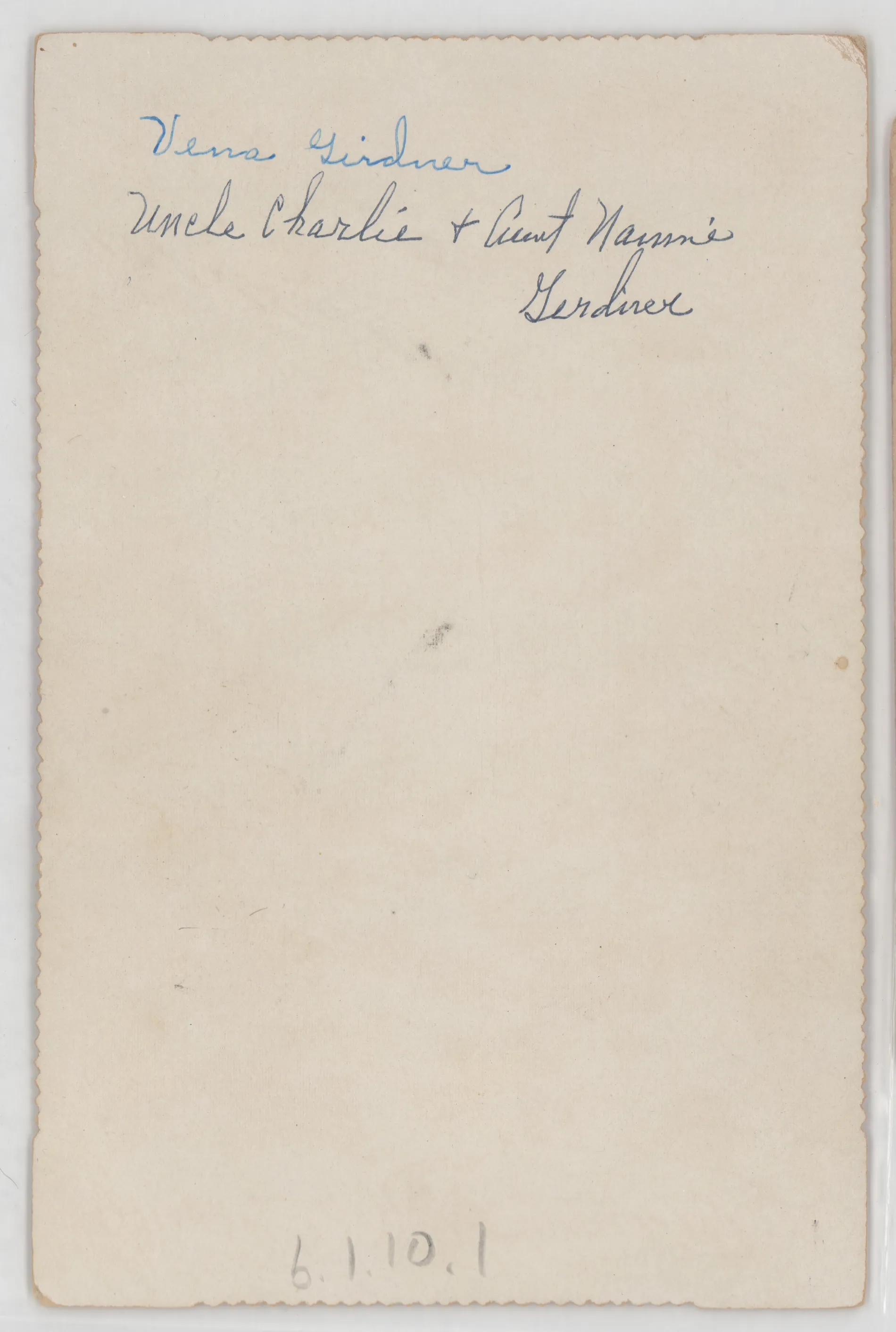 Verso: [Portrait of Vena Girdner]