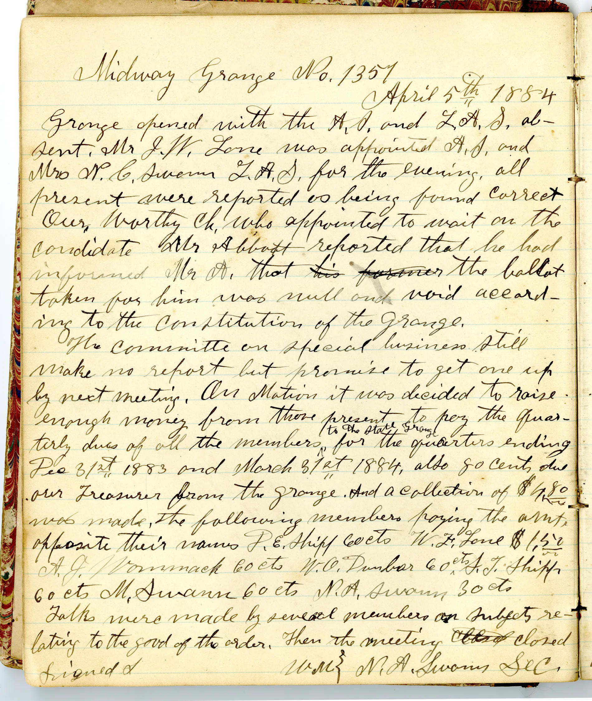 p.14 of [Minutes of the Midway Grange No.1351]