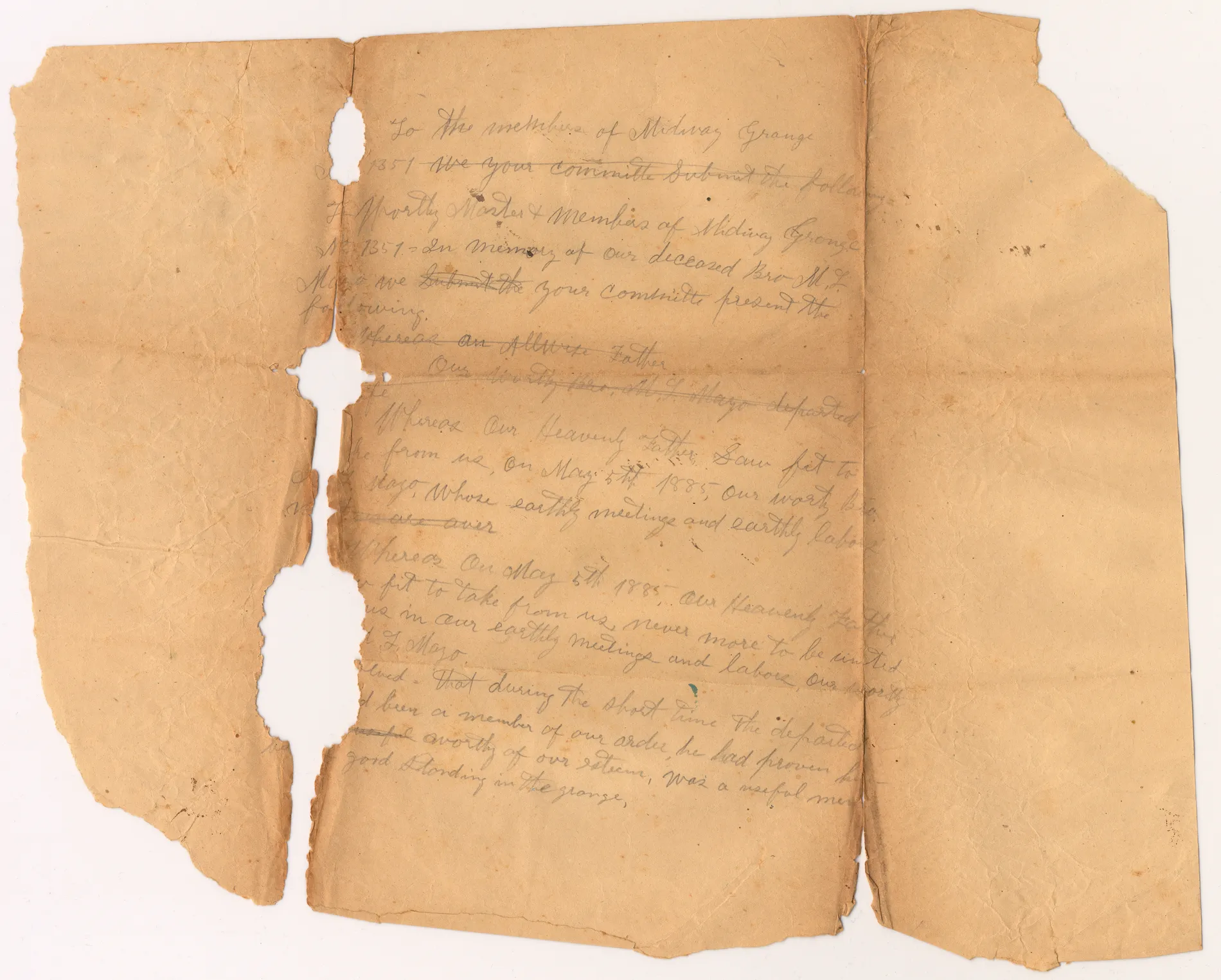 Sheet 1 Recto of [Minutes of the Midway Grange No.1351]