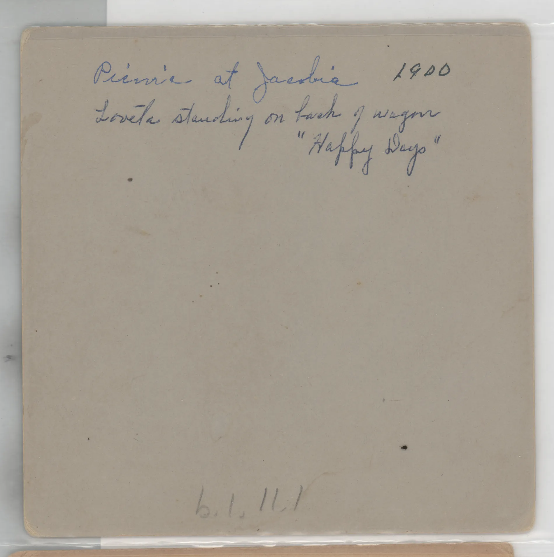 Verso: [Picnic in Jacobia, circa 1900]