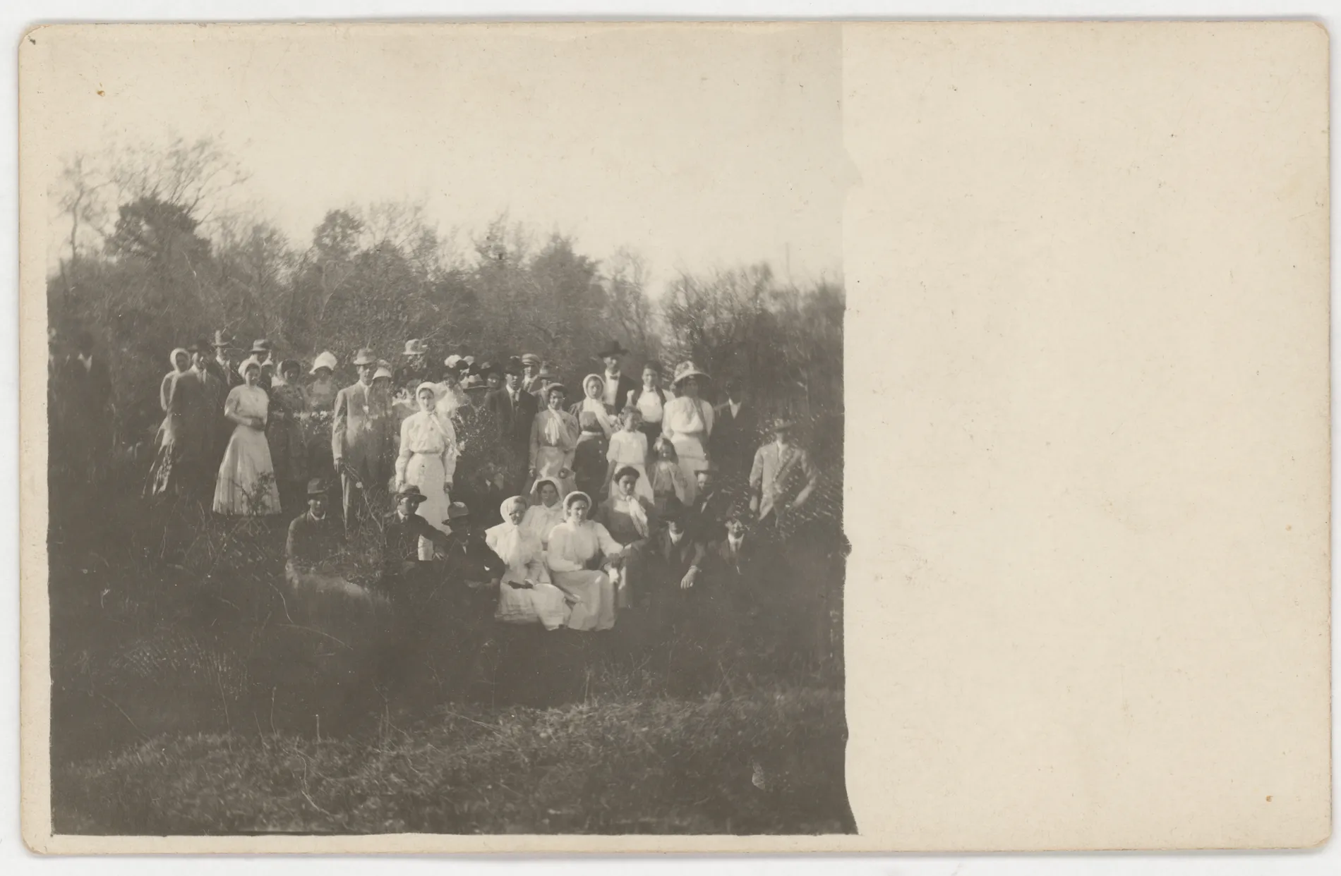 This photograph depicts a picnic crowd at Jacobia, Texas. It is likely several members of the Swann family are present here, but none are personally identifiable.