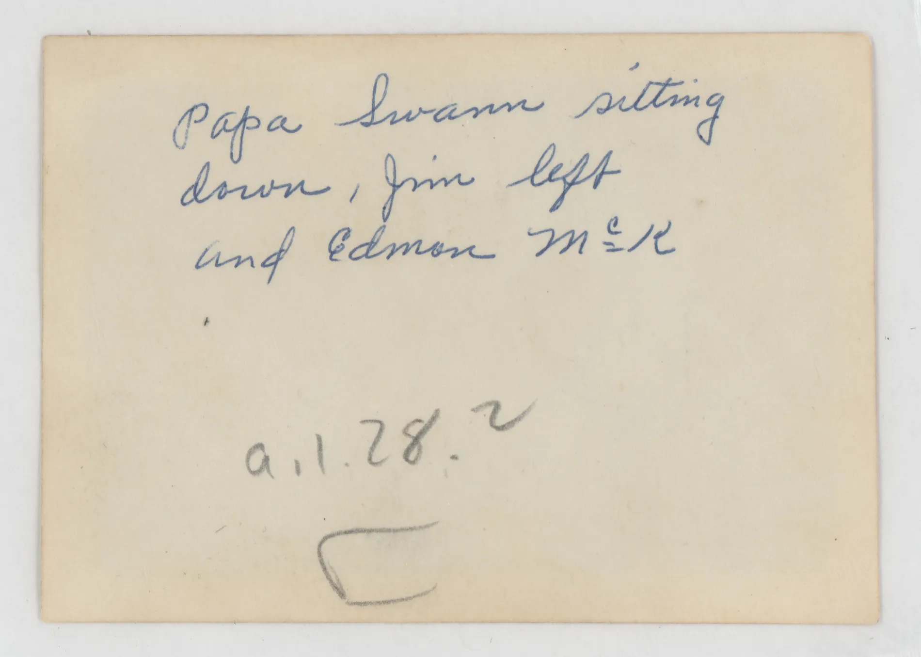 Verso: [Austin Swann with Jim McKinstry and Edmund McKinstry]