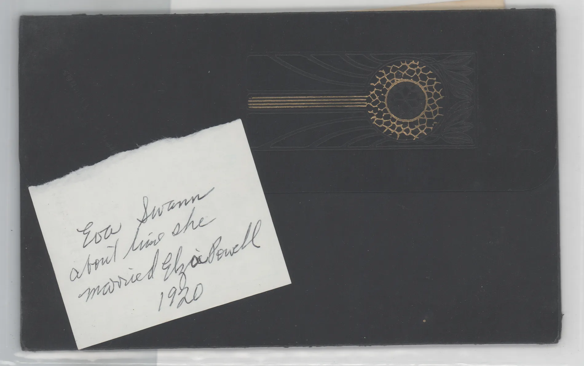 Verso: [Eva Swann about the time she married Elza Powell]