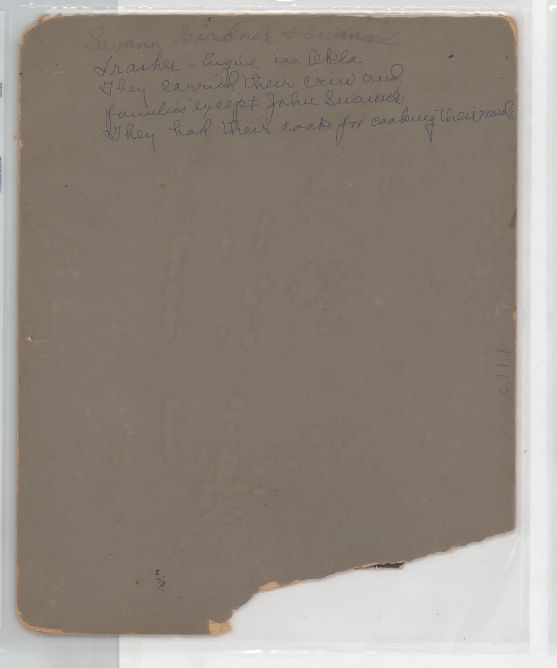 Verso: Swann, Girdner & Swann thresher