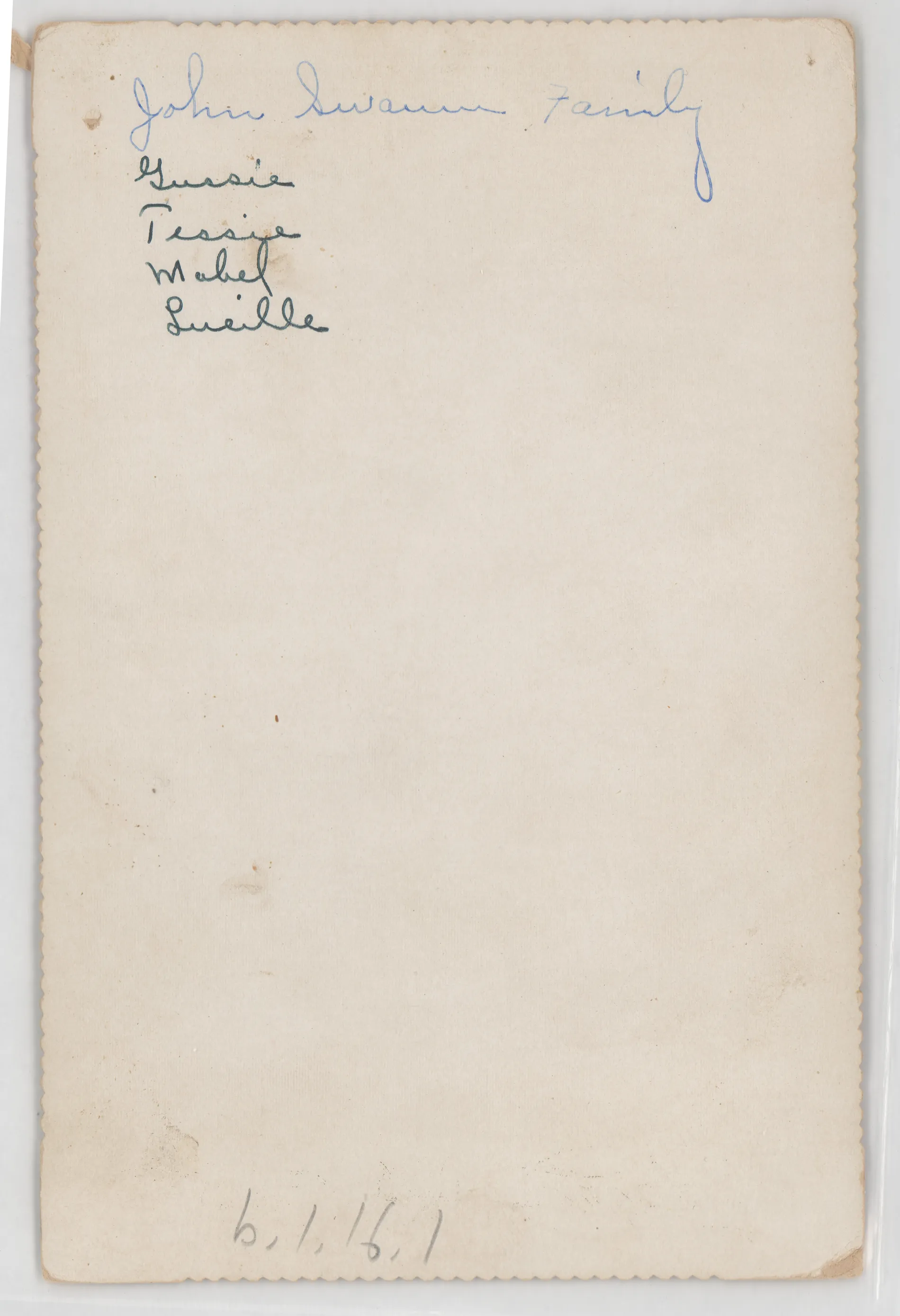 Verso: [John Swann family]