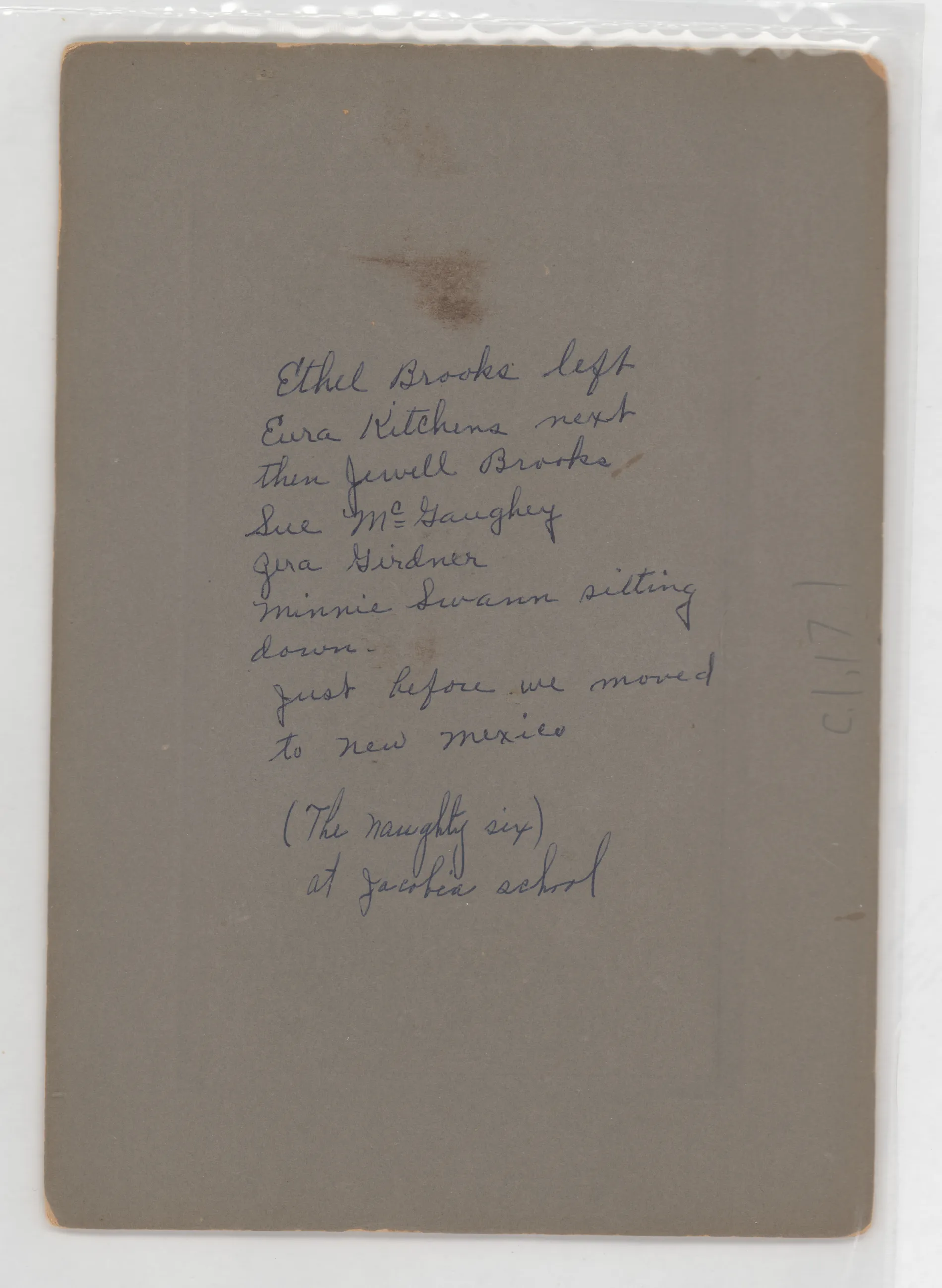 Verso: [The Naughty Six at Jacobia School]