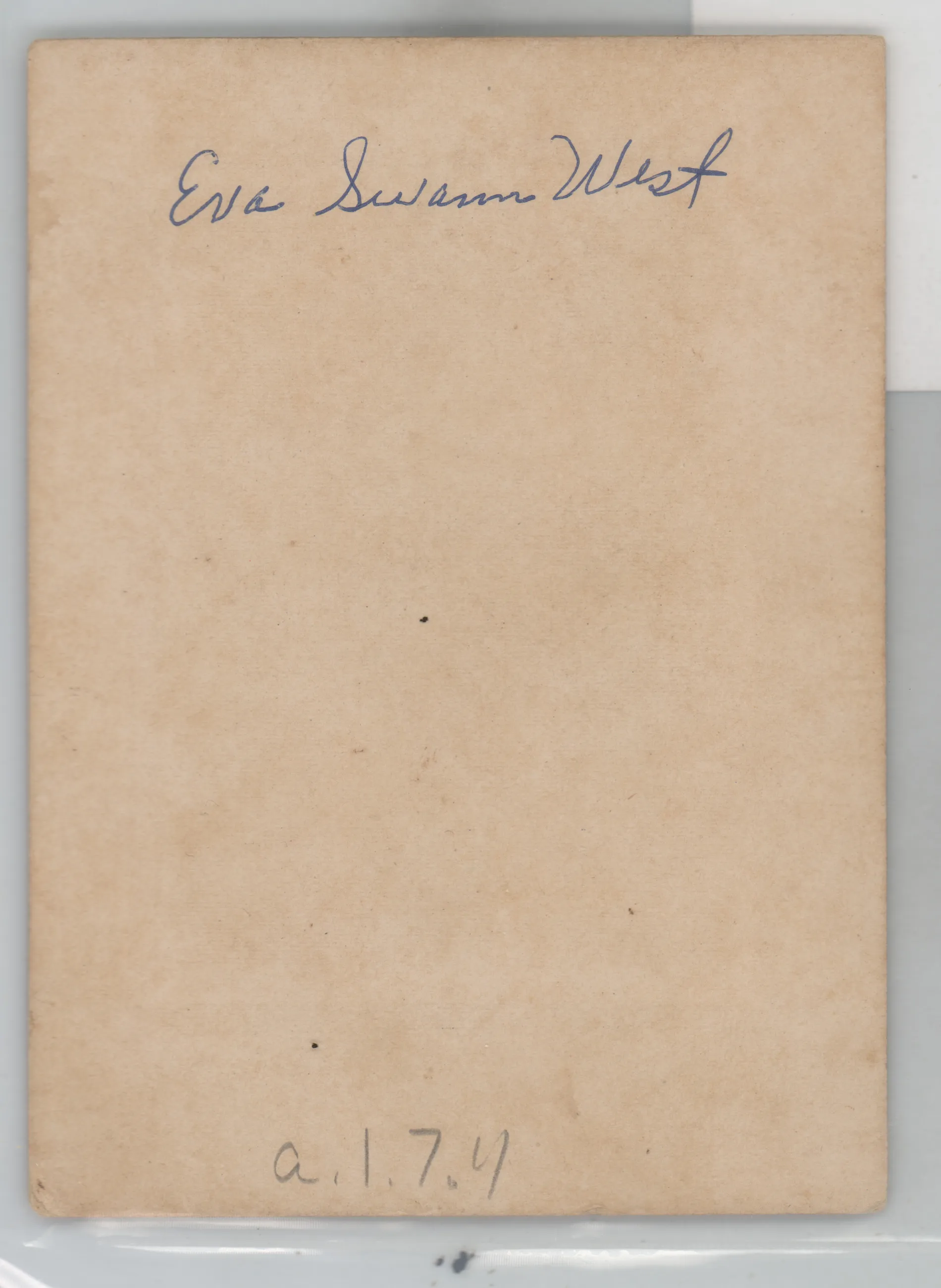 Verso: Eva Swann West