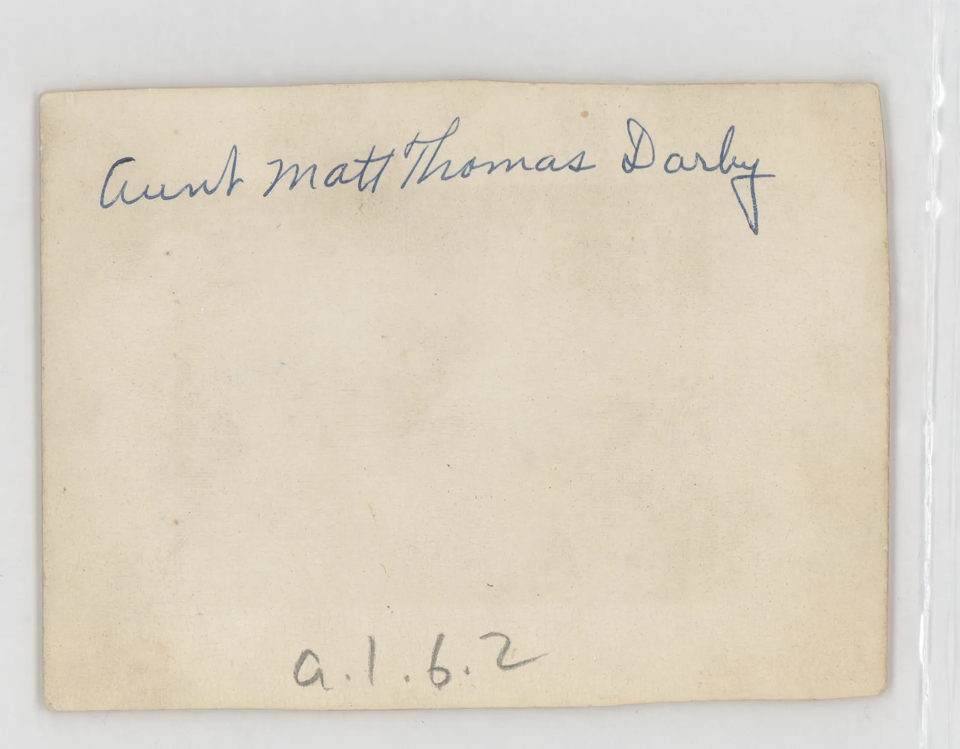 Verso: [Aunt Matt Thomas Darby]