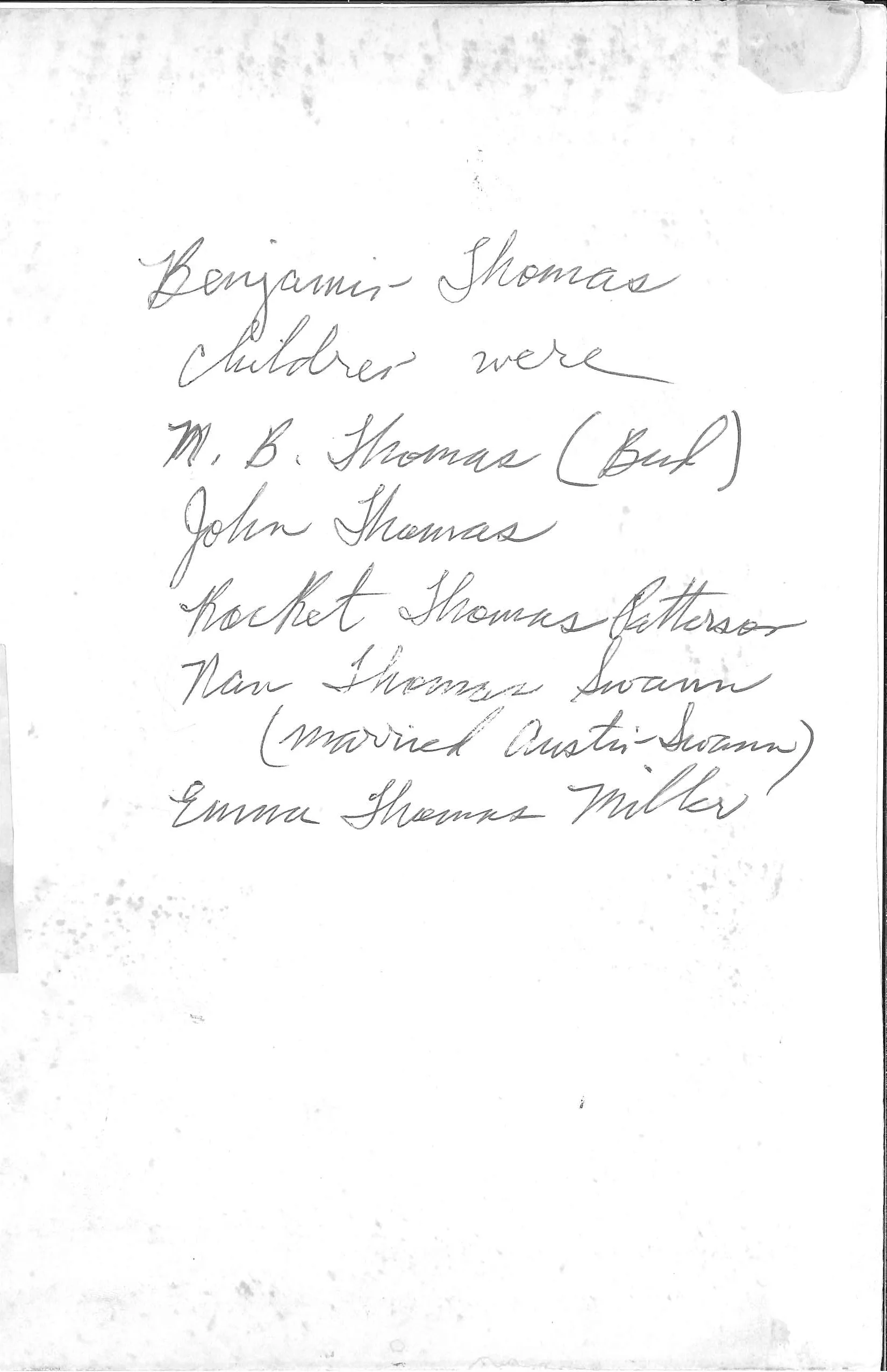 Verso: [Benjamin B. Thomas]